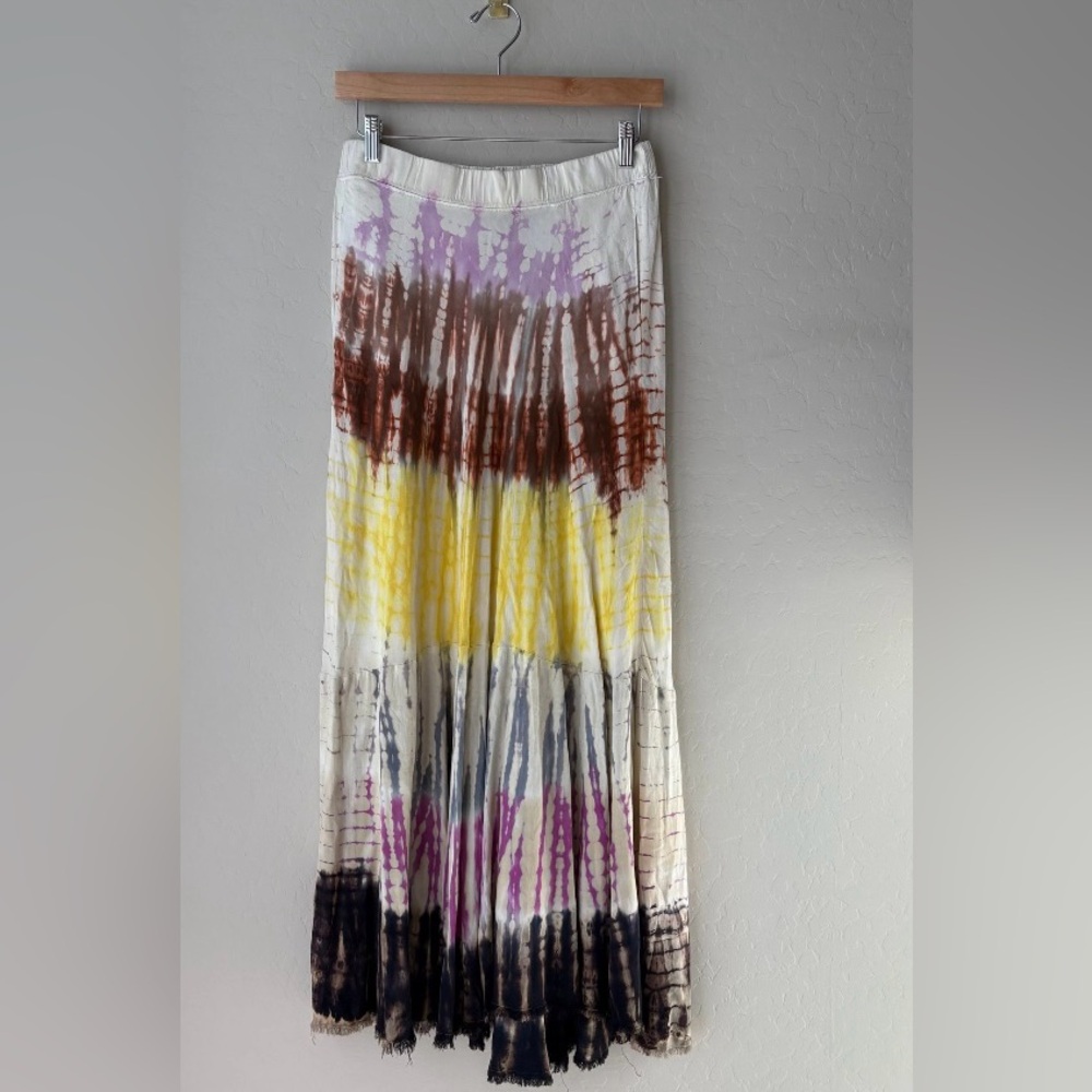 New! Raquel Allegra Frida Tie Dye Pink, Brown & Yellow Midi Skirt 💛 Small NWT!! - Picture 13 of 16